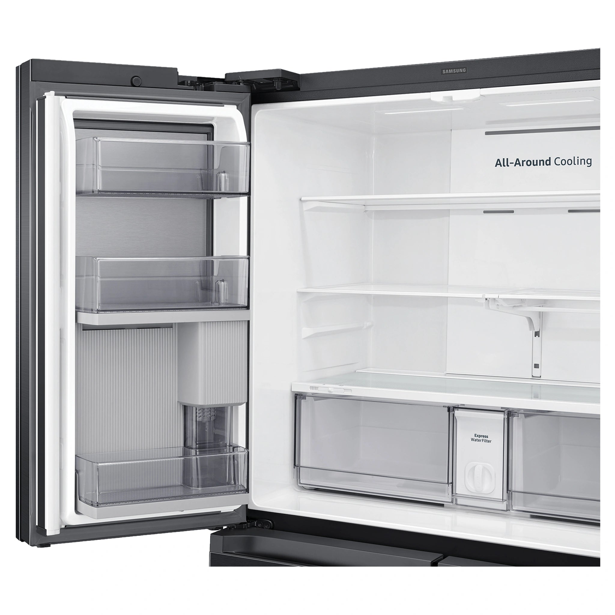 Samsung 648L French Door Refrigerator with Internal Beverage Centre SRF7500BB, Front Top Left Door Open View