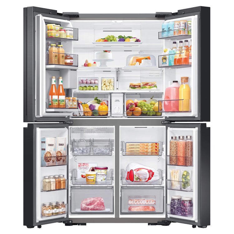 Samsung 648L Cotta White French Door Refrigerator with Internal Beverage Centre™SRFX7600W, Front Double Door Open View Storages