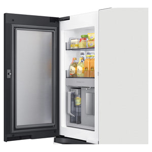Samsung 648L Cotta White French Door Refrigerator with Internal Beverage Centre™SRFX7600W, TOp Freezer Left Side Door Open View Storages