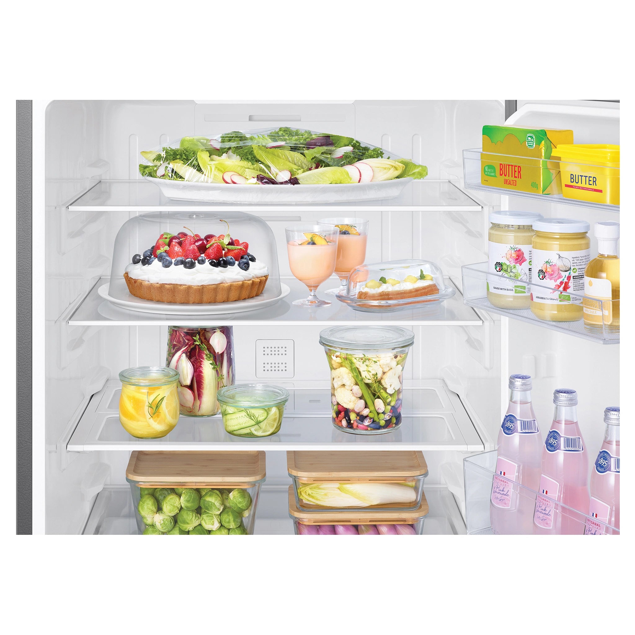 Samsung 427L Smart Bottom Mount Refrigerator SRL4200B, Fridge Inside View With Storages