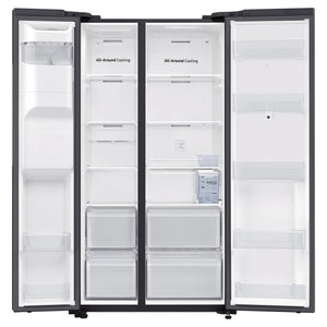 Samsung 656L Black Side by Side Smart Refrigerator - Family Hub SRS656MBFH4, Front Double Door Open View