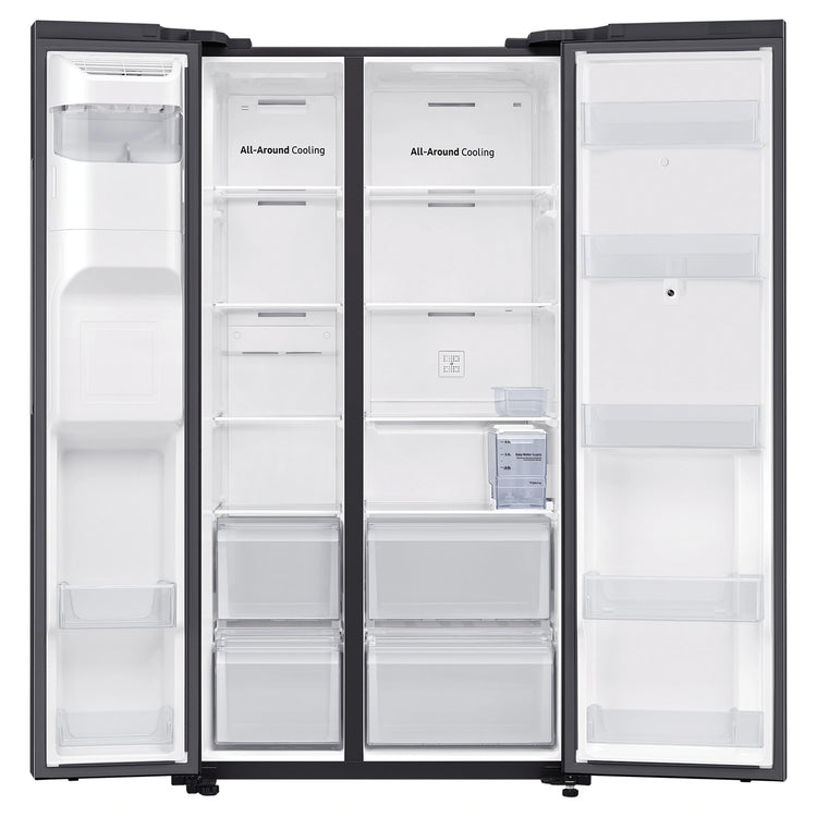 Samsung 656L Black Side by Side Smart Refrigerator - Family Hub SRS656MBFH4, Front Double Door Open View