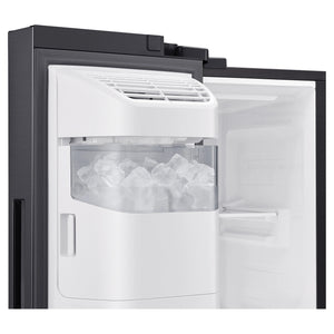 Samsung 656L Black Side by Side Smart Refrigerator - Family Hub SRS656MBFH4, Ice Maker Storage View