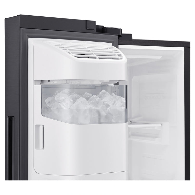 Samsung 656L Black Side by Side Smart Refrigerator - Family Hub SRS656MBFH4, Ice Maker Storage View