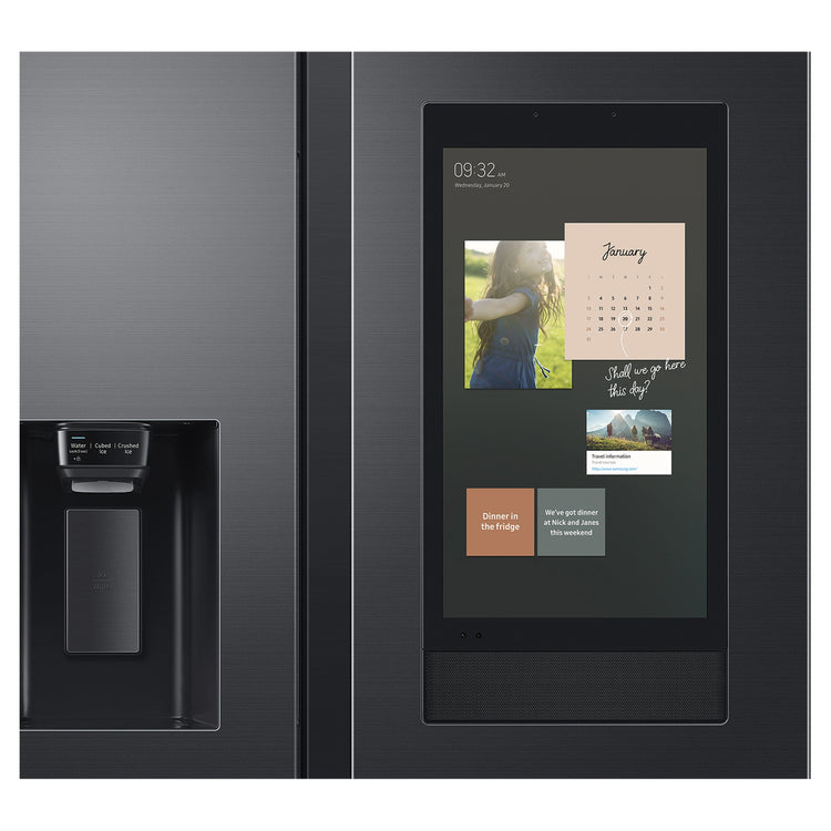 Samsung 656L Black Side by Side Smart Refrigerator - Family Hub SRS656MBFH4, Top Display View