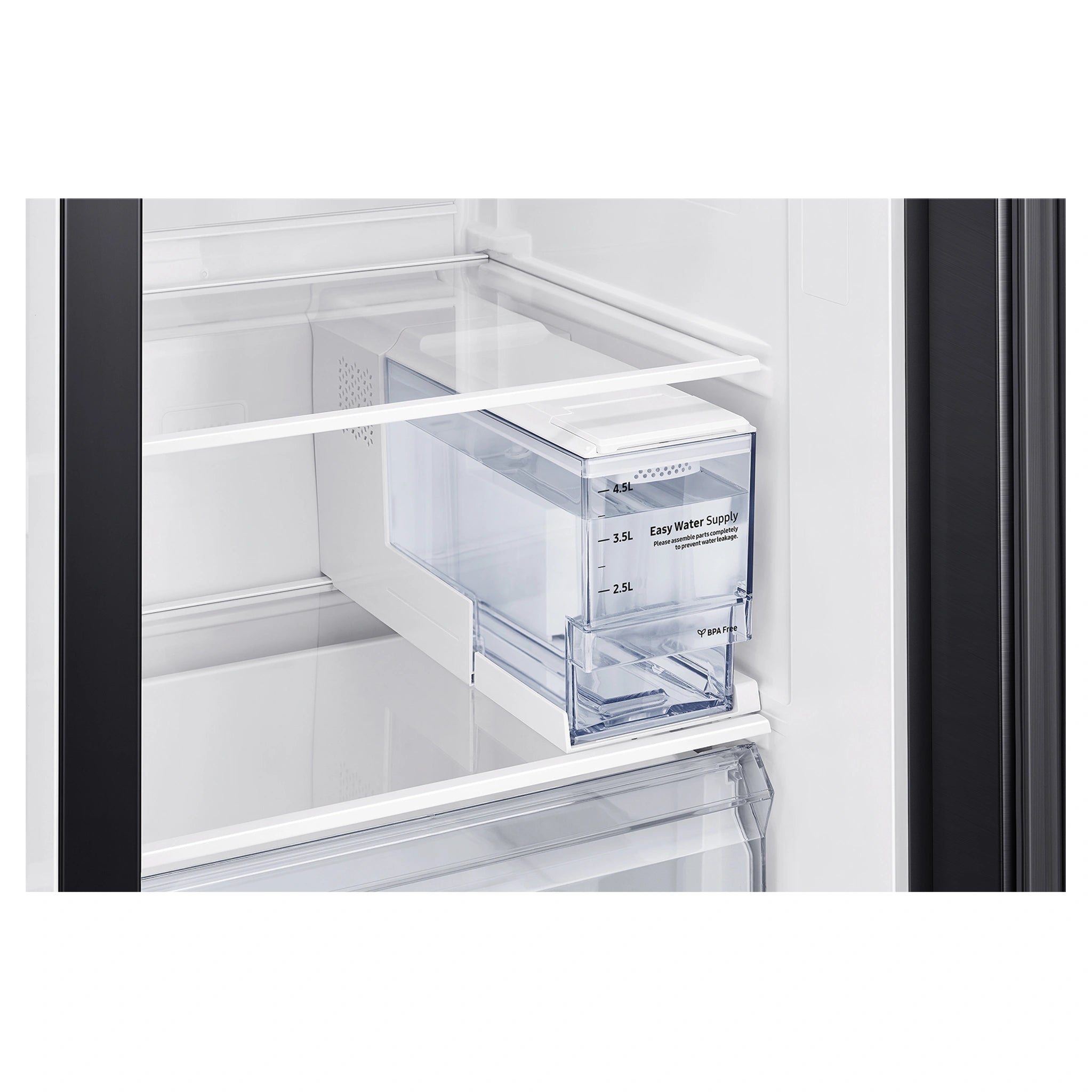 Samsung 656L Black Side by Side Smart Refrigerator - Family Hub SRS656MBFH4, Water Tank Storage View