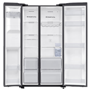 Samsung 635L Matte Black Side By Side Refrigerator SRS673DMB, Front Double Door Open View