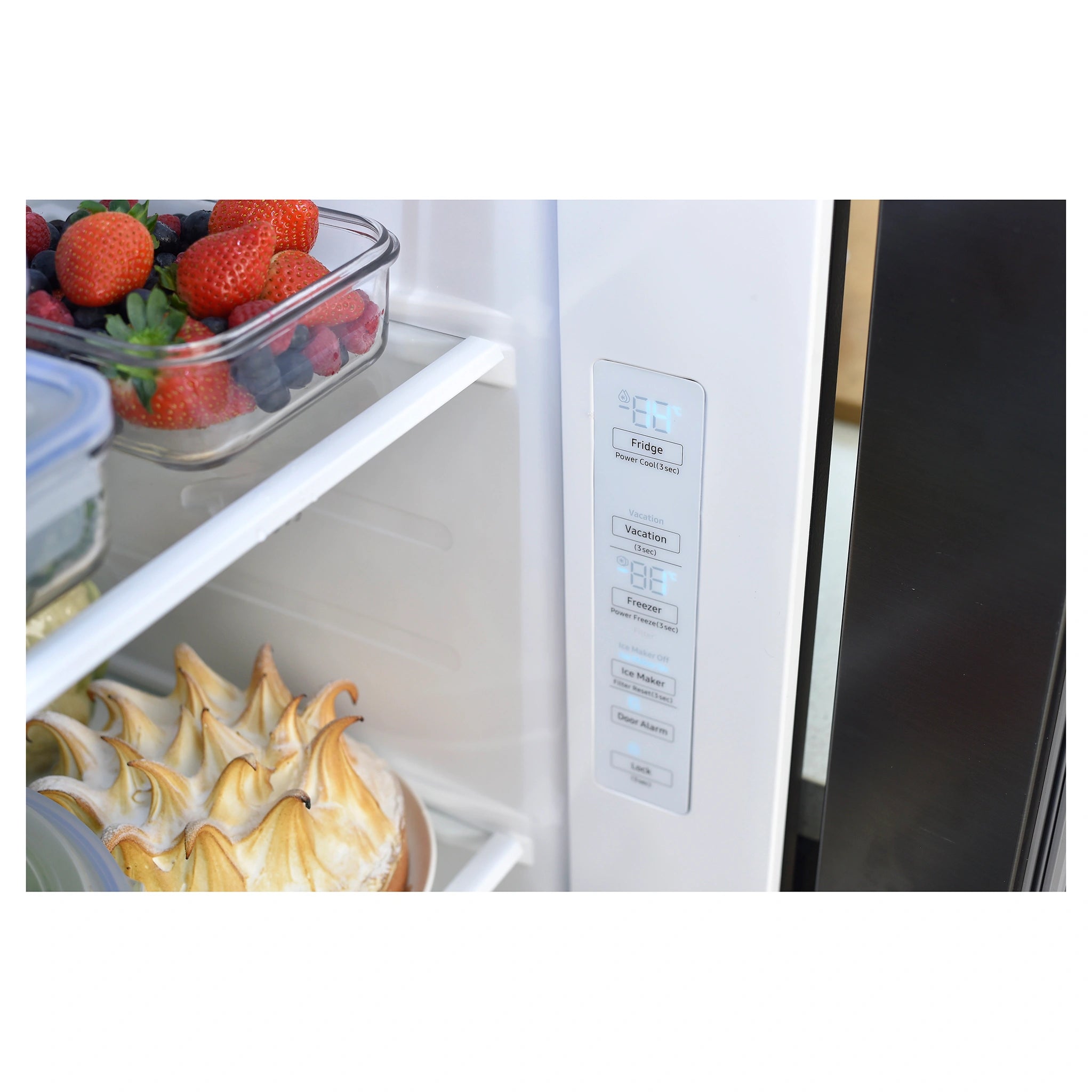 Samsung 635L Matte Black Side By Side Refrigerator SRS673DMB, Temperature Control Panel View