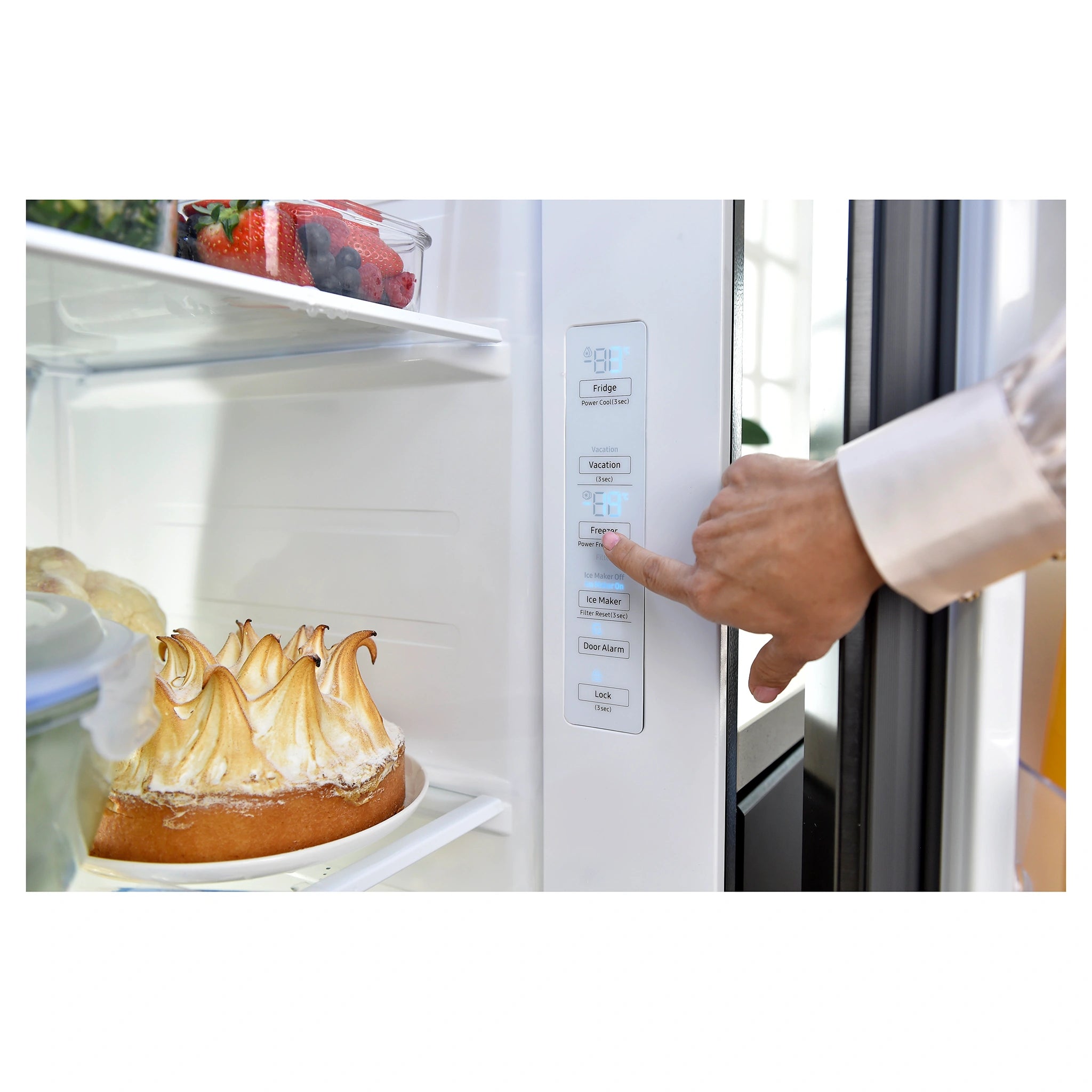 Samsung 635L Matte Black Side By Side Refrigerator SRS673DMB, Temperature Control Panel View