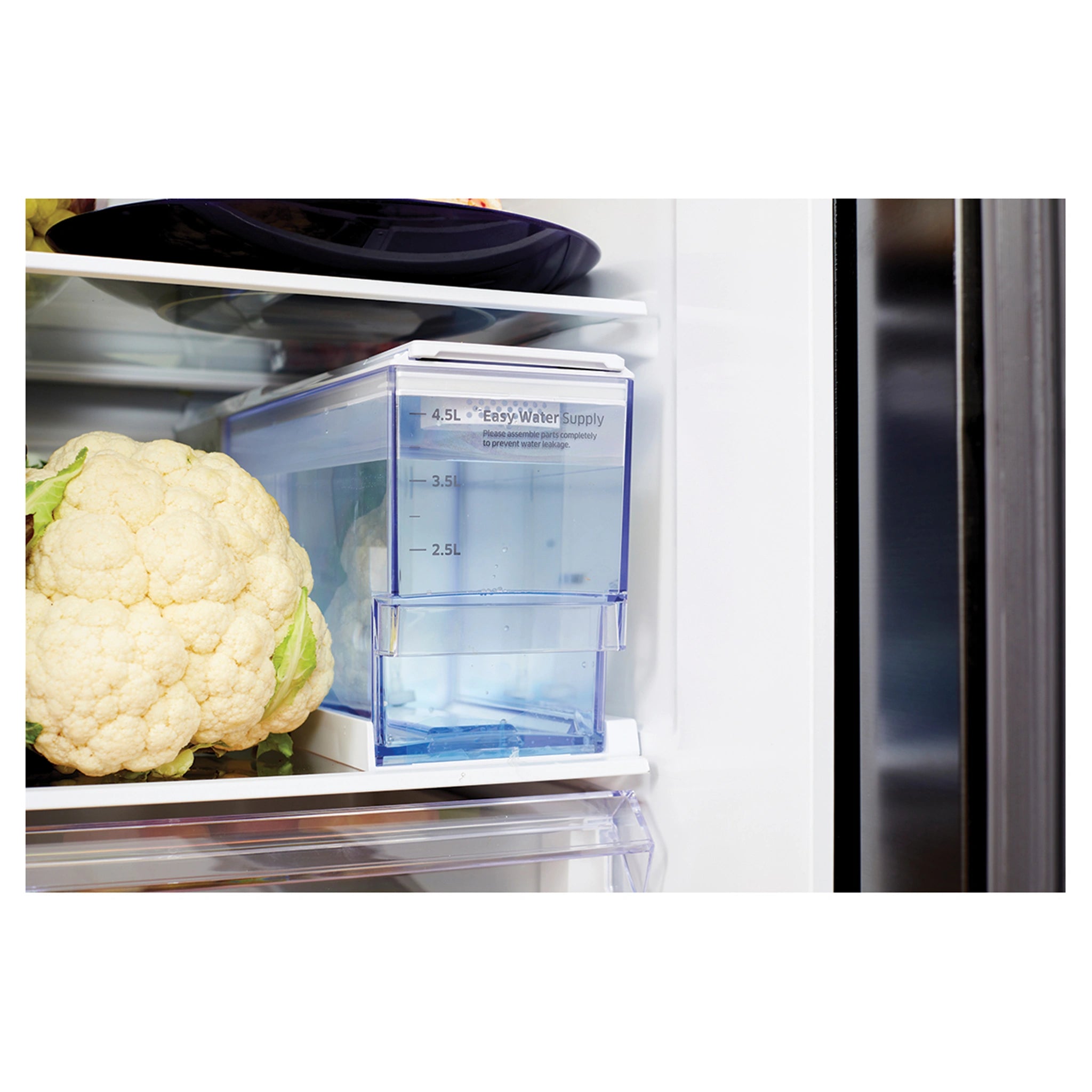 Samsung 635L Matte Black Side By Side Refrigerator SRS673DMB, Water Tank Storage View