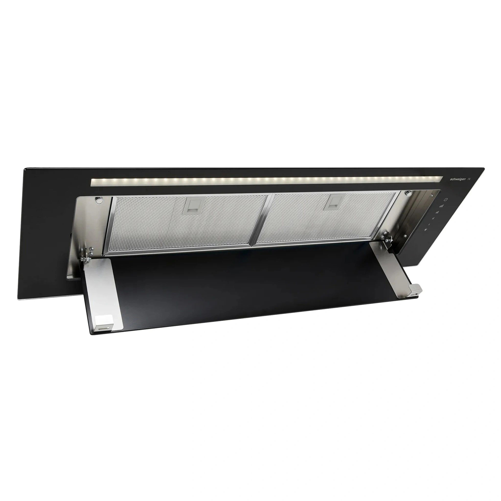Schweigen Silent Black Glass Undermount Rangehood 900mm KLS9GLASSBLKSP, Front Door Open View