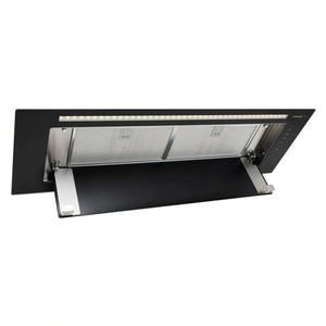 Schweigen Silent Black Glass Undermount Rangehood 900mm KLS9GLASSBLKSP, Front Door Open View