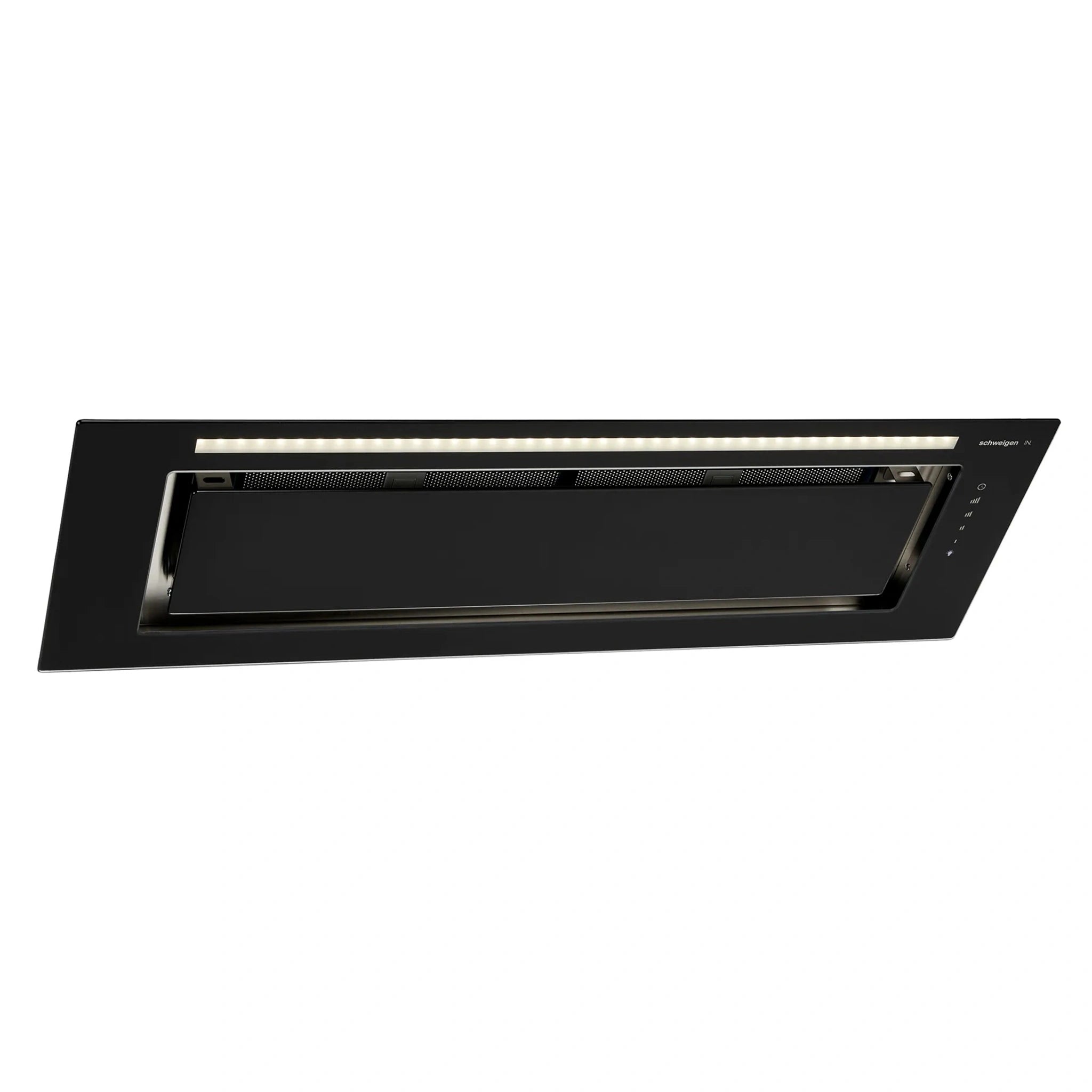 Schweigen Silent Black Glass Undermount Rangehood 900mm KLS9GLASSBLKSP, Front Left Side View