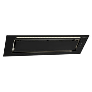 Schweigen Silent Black Glass Undermount Rangehood 900mm KLS9GLASSBLKSP, Front Left Side View
