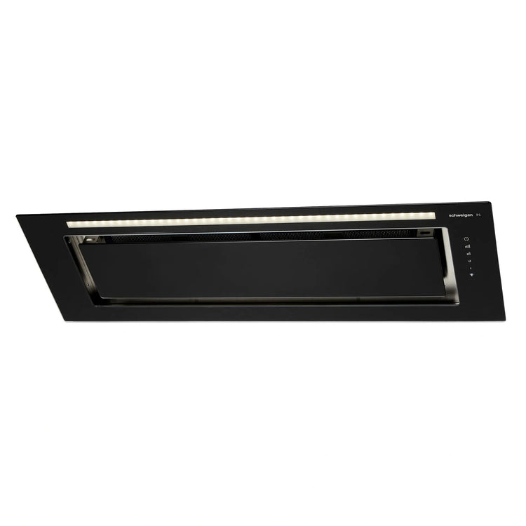 Schweigen Silent Black Glass Undermount Rangehood 900mm KLS9GLASSBLKSP, Front Right Side View