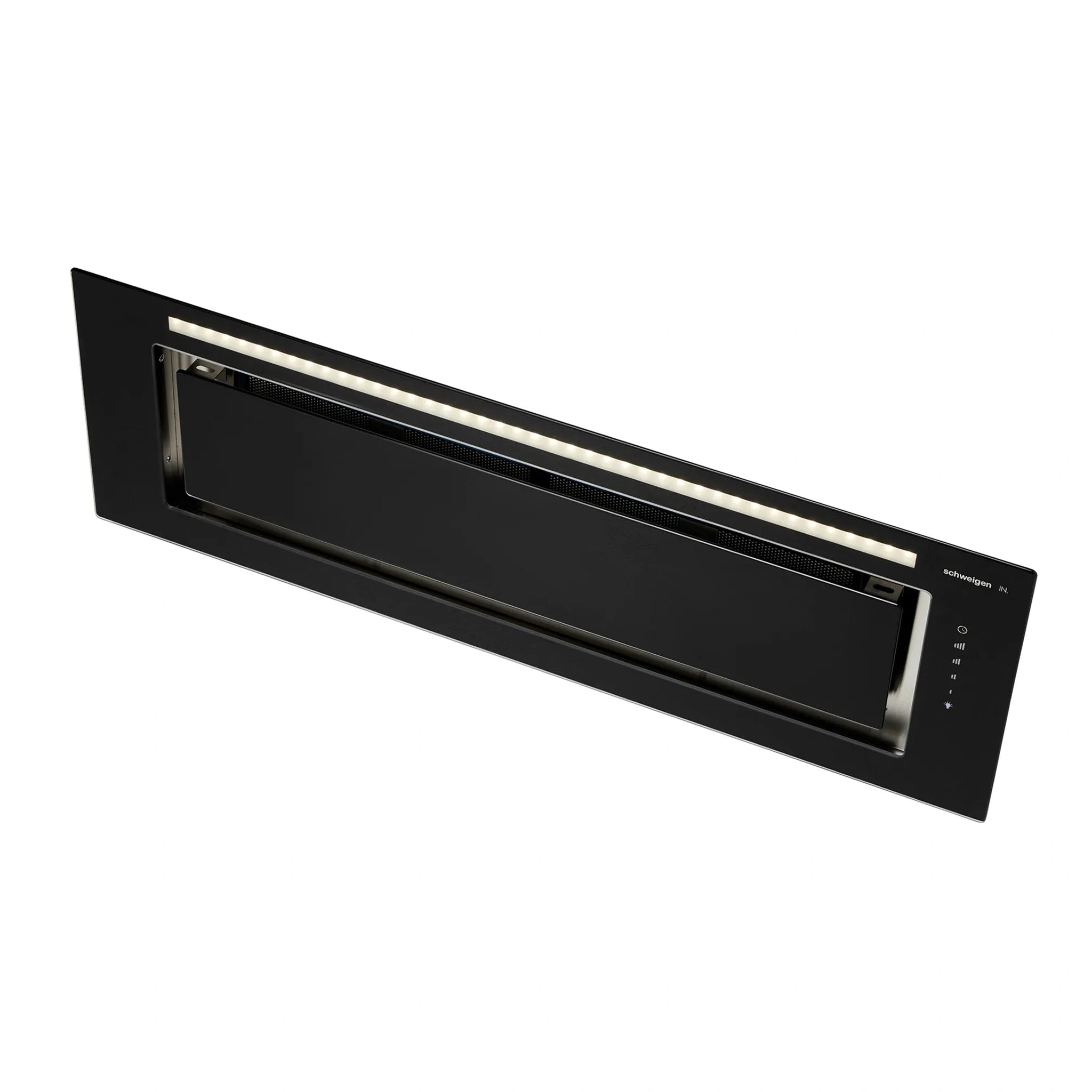 Schweigen Silent Black Glass Undermount Rangehood 900mm KLS9GLASSBLKSP, Left Side View