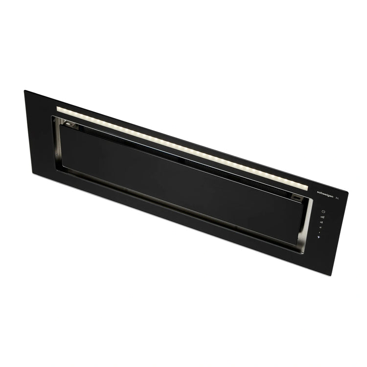 Schweigen Silent Black Glass Undermount Rangehood 900mm KLS9GLASSBLKSP, Left Side View