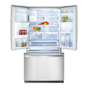 Smeg 762L French Door Fridge Stainless Steel SF640S1, Top open, full of food items, and bottles