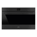 Smeg 90cm Classic Pyrolytic Oven Matte Black SFP9302TN, Front View