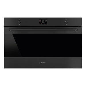Smeg 90cm Classic Pyrolytic Oven Matte Black SFP9302TN, Front View