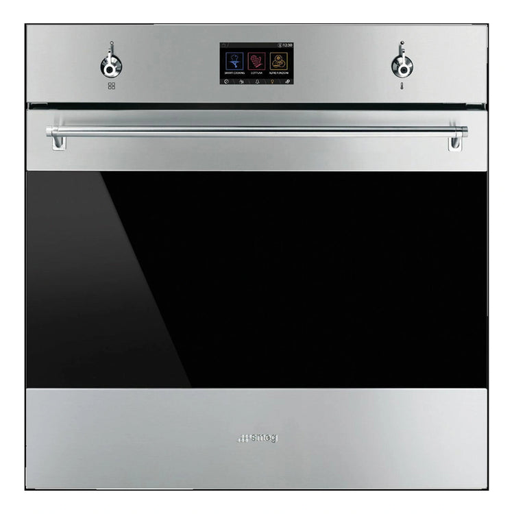 Smeg 60cm Classic Thermoseal Pyrolytic Built-In Oven SFPA6303TPX, Front View