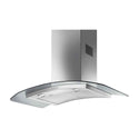 Smeg 90cm Canopy Rangehood Stainless Steel with Glass SHWG910X, Front left view