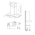 Smeg 90cm Canopy Rangehood Stainless Steel with Glass SHWG910X, Dimensions