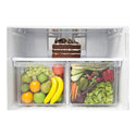 Sharp SJXP580GSL 581L Top Mount Fridge Silver, Glass shelf and vegetable crisper drawer view