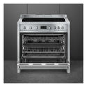 Smeg 90 x 60cm Compact Cooker with Electric Oven & Induction Hob A1PYID9, Front View With Door Open