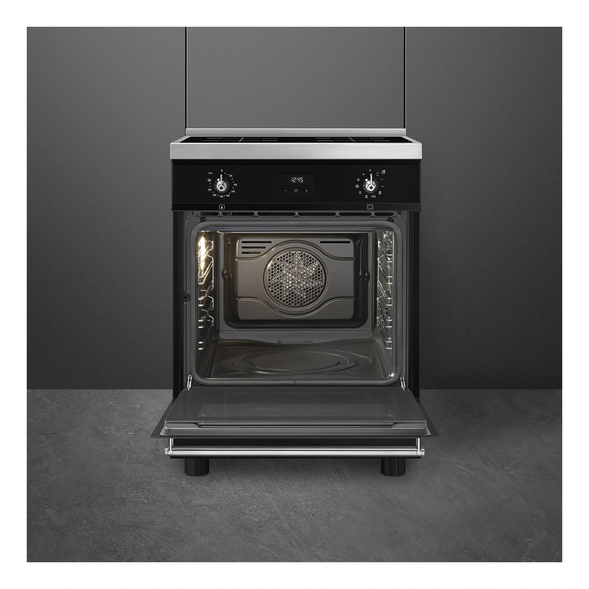 Smeg 60cm Cooker with Induction Hob C6IPBLT2, Front View With Door Open
