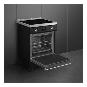 Smeg 60cm Cooker with Induction Hob C6IPBLT2, Left Side View With Door Open