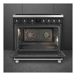 Smeg 90cm Induction Freestanding Oven Cooker C9IMMB2, Front View With Door Open 2