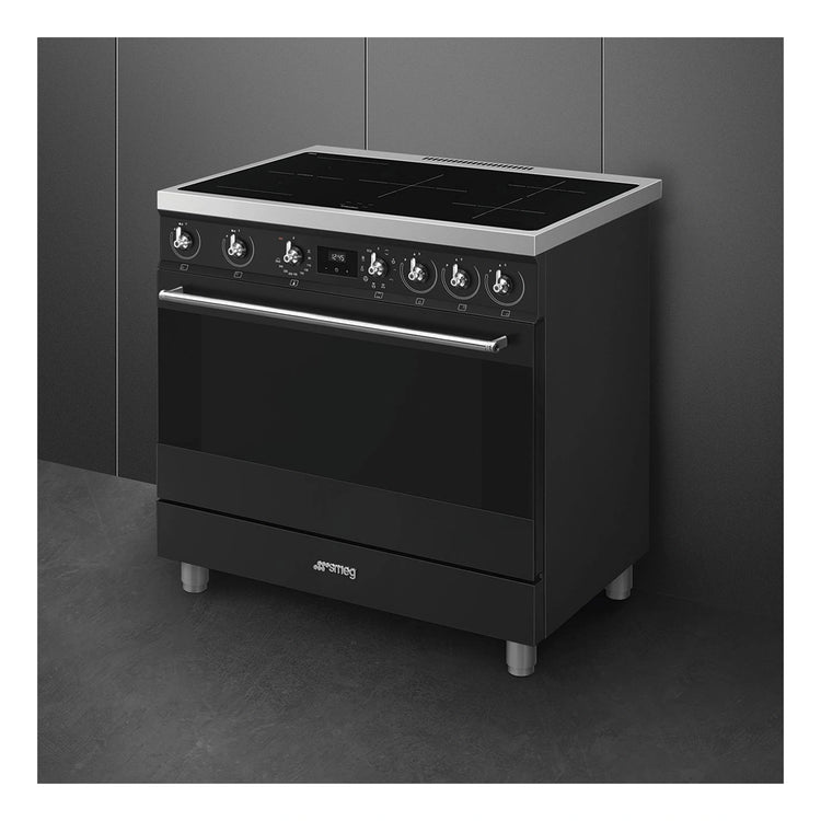 Smeg 90cm Induction Freestanding Oven Cooker C9IMMB2, Right Side View