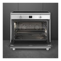 Smeg 90cm Cooker with Induction Hob CG90CIXT, Front View With Door Open