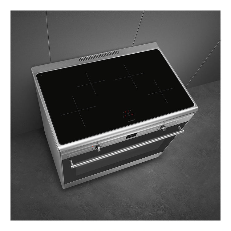 Smeg 90cm Cooker with Induction Hob CG90CIXT, Top Left Side View