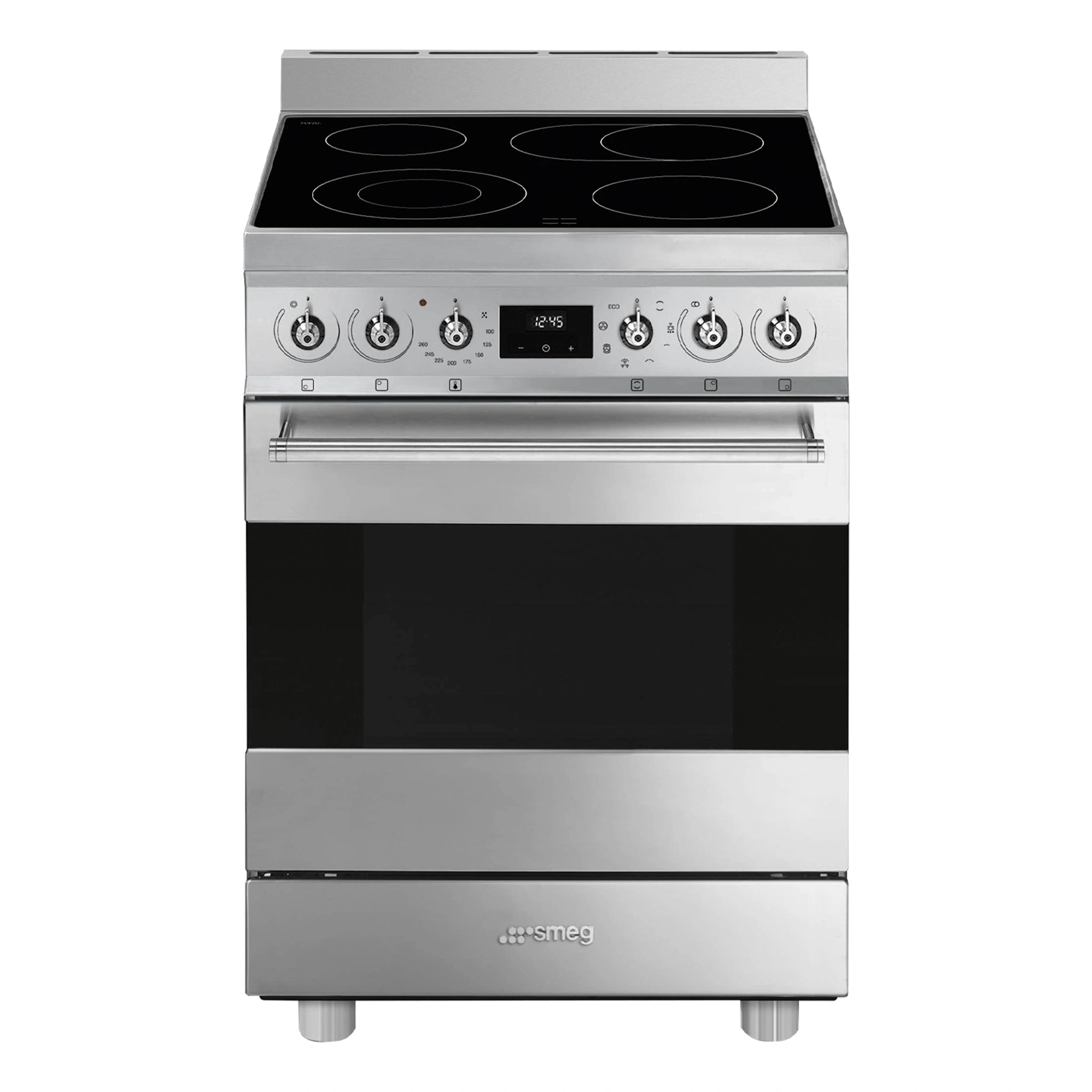 Smeg 60cm Ceramic Freestanding Cooker with 4 Zones CS6CMXA2, Front View