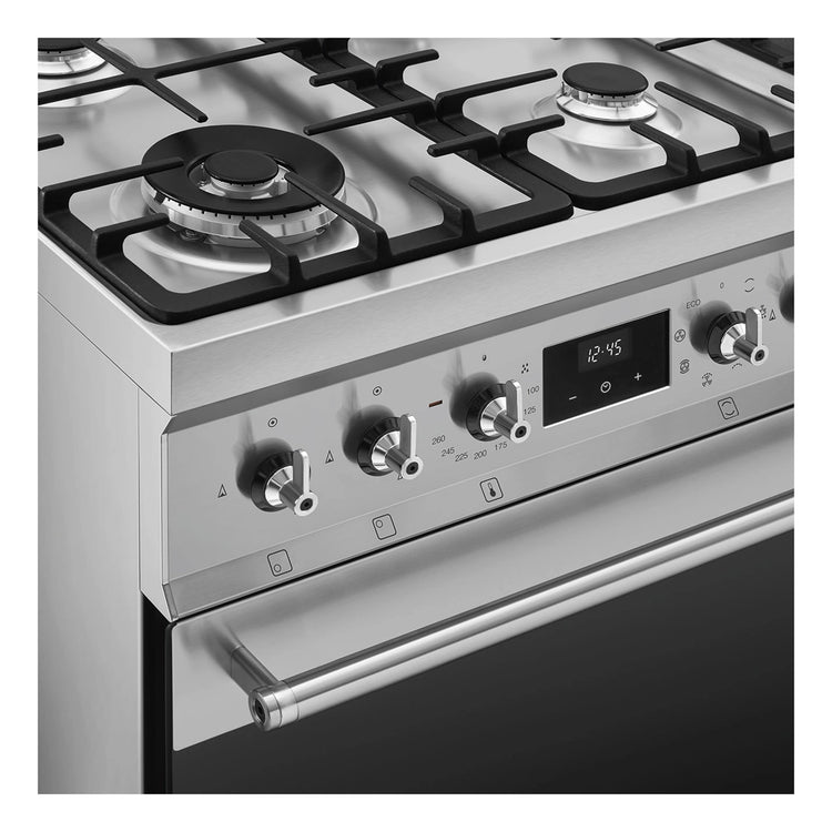 Smeg 60cm Gas Freestanding Cooker with Vapour Clean CS6GMXA2, Control Panel View