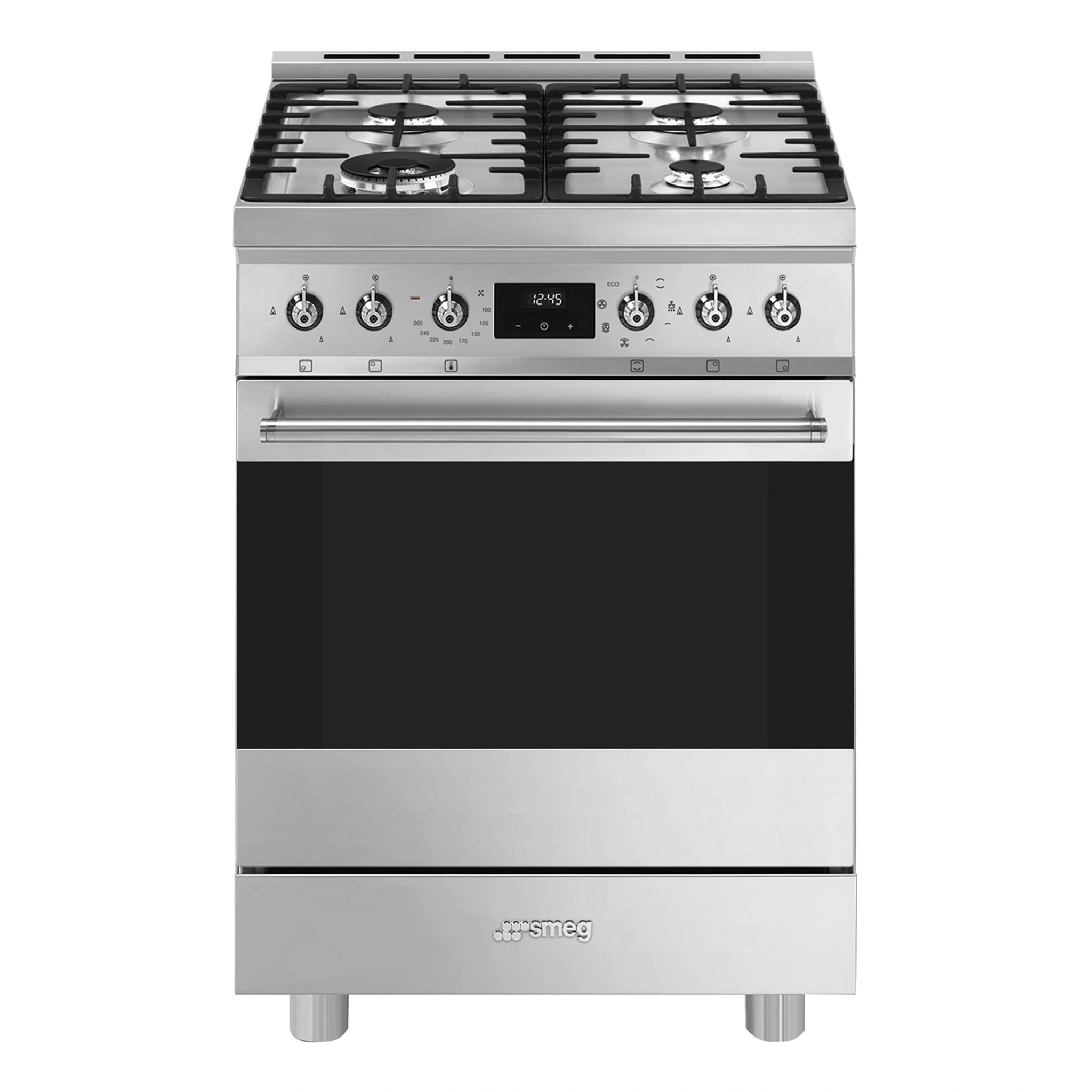 Smeg 60cm Gas Freestanding Cooker with Vapour Clean CS6GMXA2, Front View