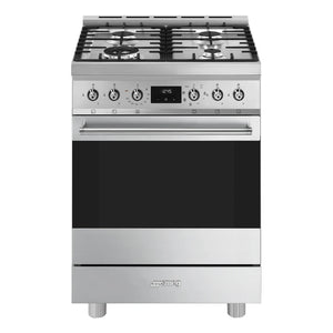 Smeg 60cm Gas Freestanding Cooker with Vapour Clean CS6GMXA2, Front View