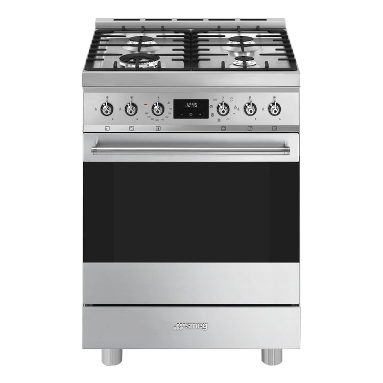 Smeg 60cm Gas Freestanding Cooker with Vapour Clean CS6GMXA2, Front View