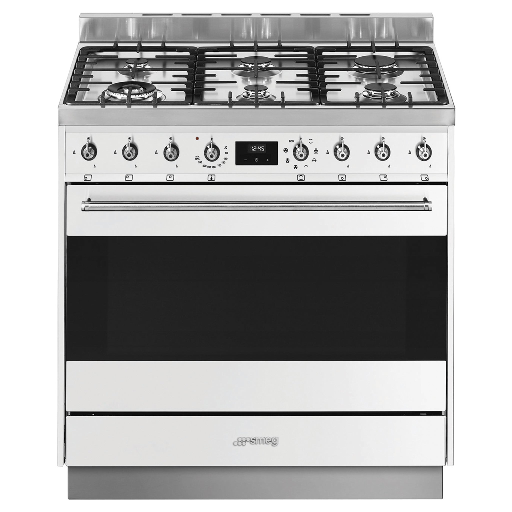  Smeg 90cm Dual Fuel Oven – White CS9GMBA, Front View