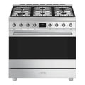 Smeg 90cm Dual Fuel Stainless Steel Pyrolytic Freestanding Oven CSP9GMXA2, Front View