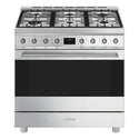 Smeg 90cm Dual Fuel Stainless Steel Pyrolytic Freestanding Oven CSP9GMXA2, Front View