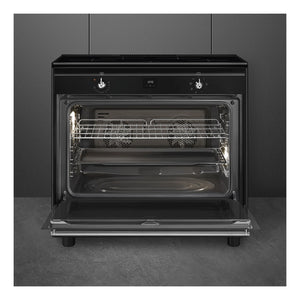 Smeg Cooker with Induction Hob CX91IMBL, Front View With Door Open
