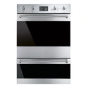 Smeg 60cm Classic Aesthetic Pyrolytic Electric Built-In Double Oven DOSPA6395X, Front Double Door View