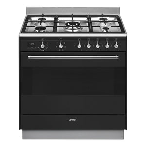 Smeg 90cm Dual Fuel Freestanding Oven/Stove FS9606AS1, Front View