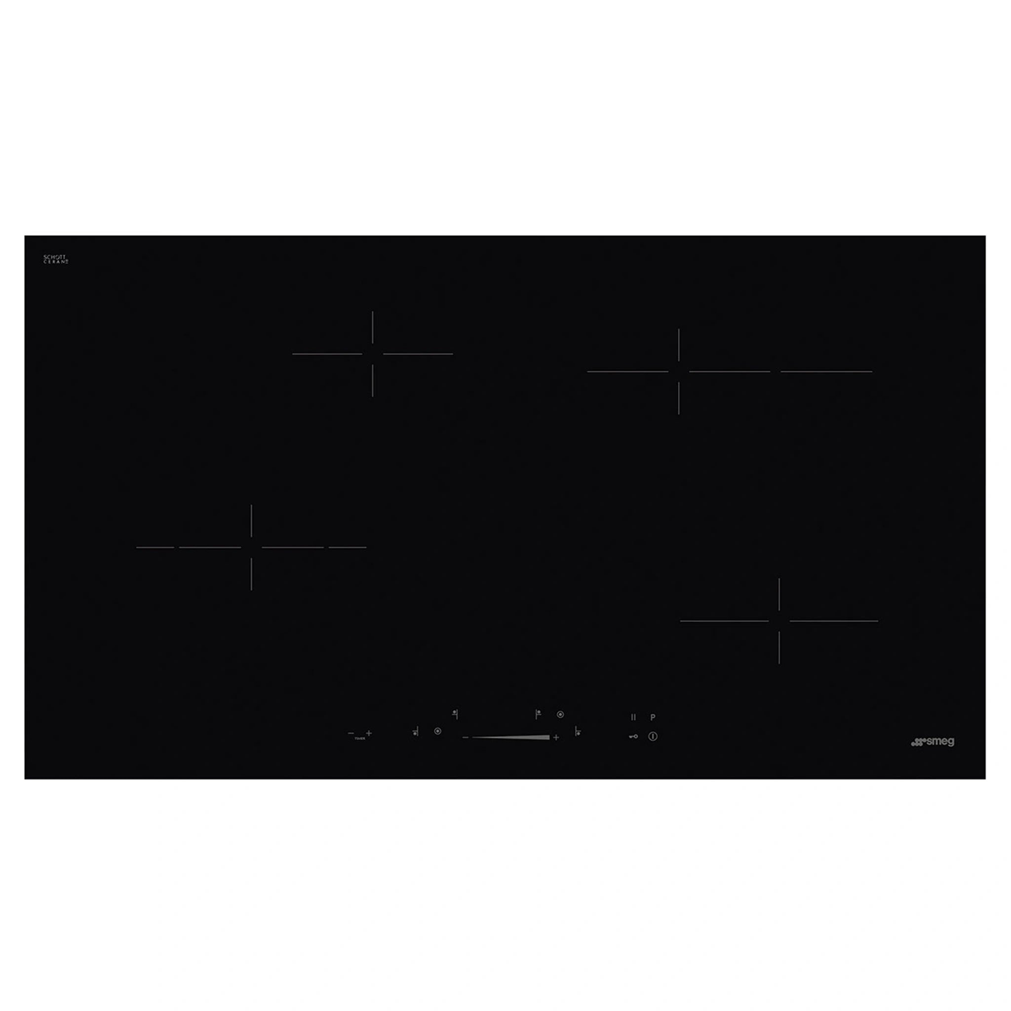Smeg 90cm Ceramic Hob with 5 Zones & Touch Sensors SE494EMTD, Front View