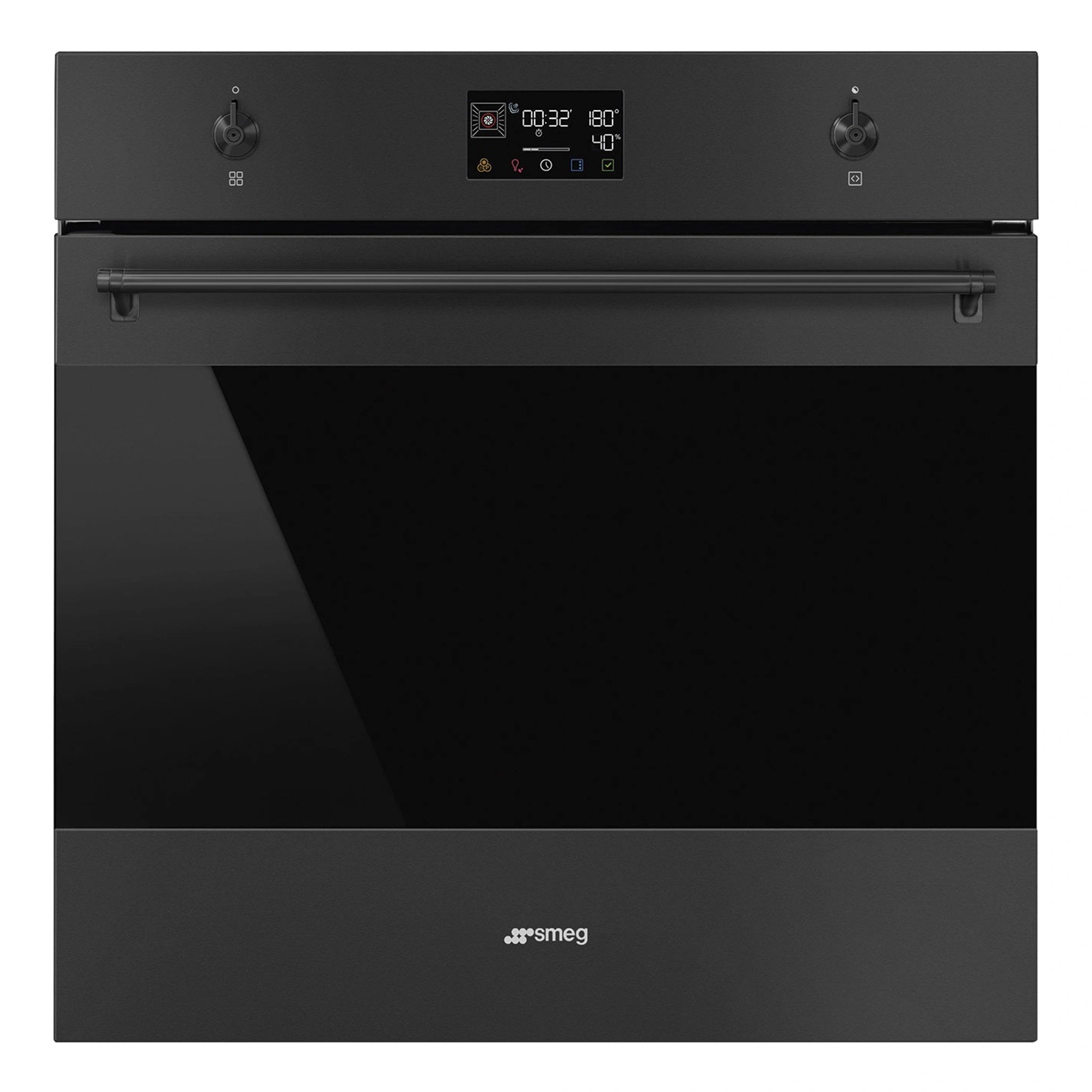 Smeg 60cm Matte Black Pyrolytic Combi Steam Oven SOPA6302S2PN, Front View