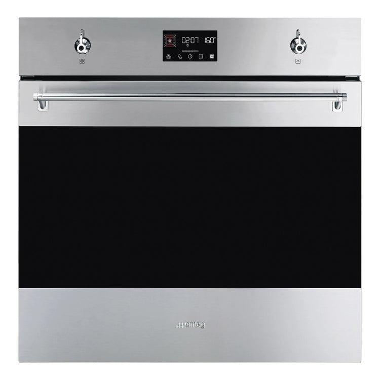 Smeg 60cm Stainless Steel Classic Pyrolytic Oven SOPA6302TX, Front View