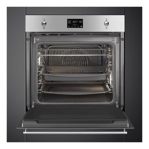 Smeg 60cm Stainless Steel Classic Pyrolytic Oven SOPA6302TX, Front View With Door Open 2